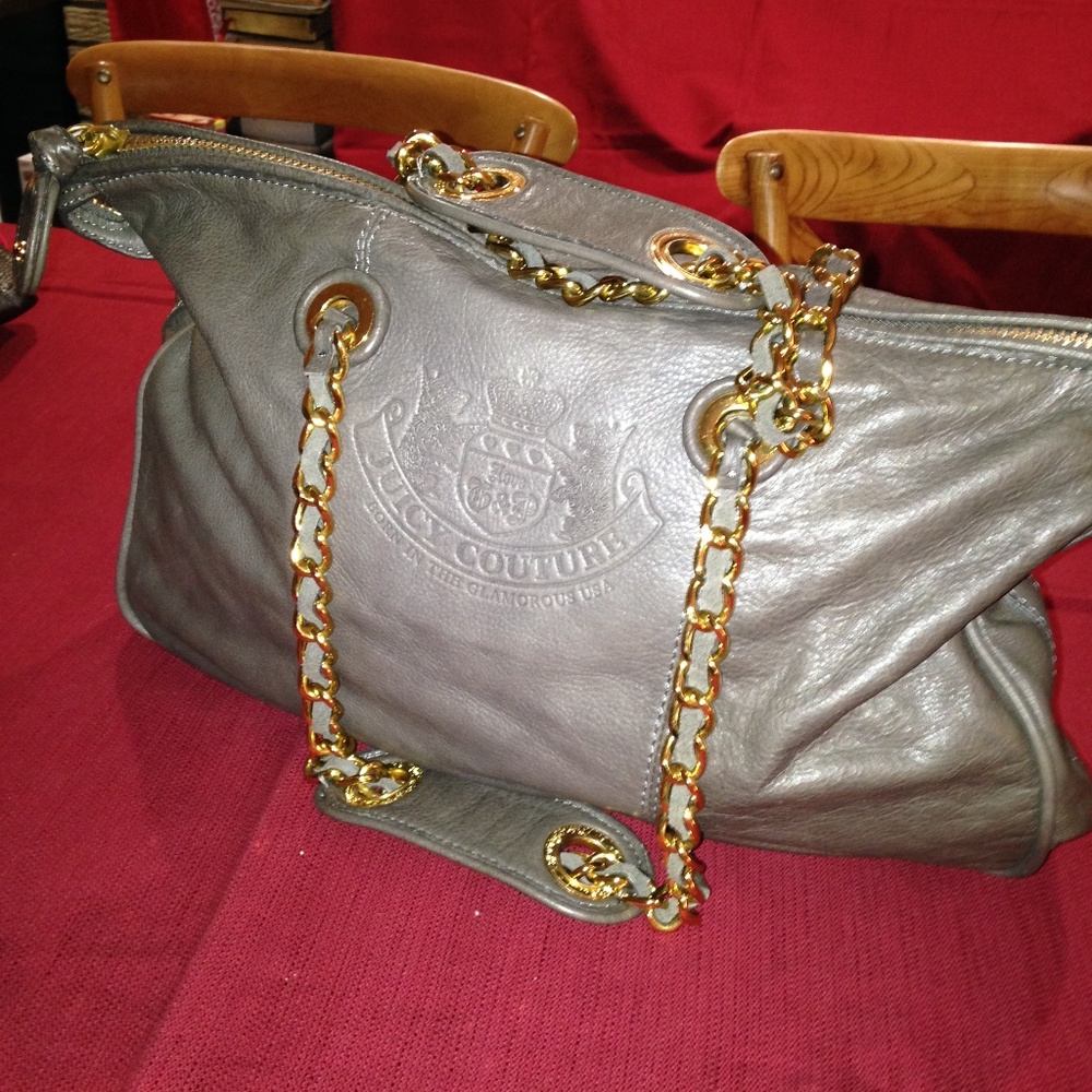 Juicy Couture Large Gray Leather Bag Chain Handle